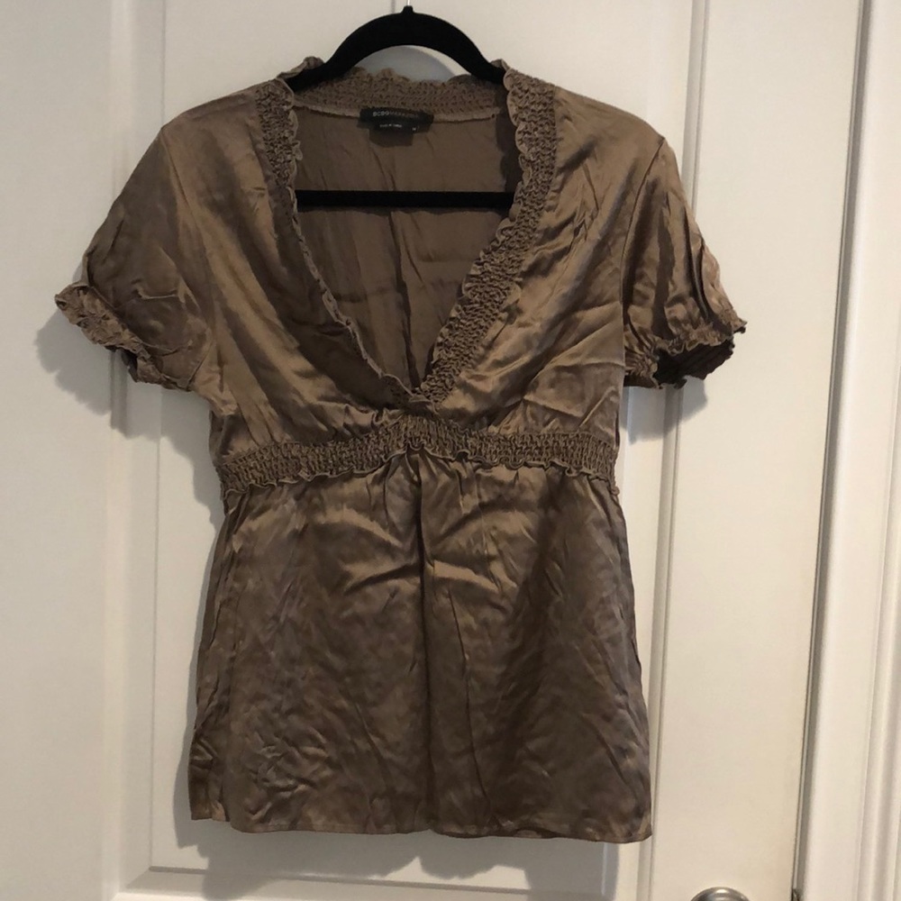 BCBG Silk Shirt, Size M, Brown